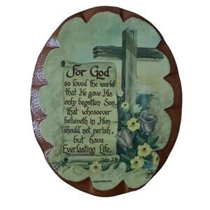 VTG Bible Verse John 3:16 Wood Wall Art Religion For God Believed Decoupage